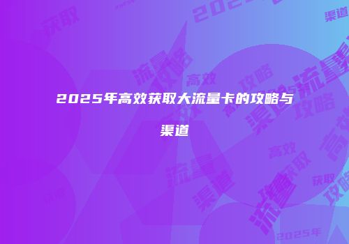2025年高效获取大流量卡的攻略与渠道