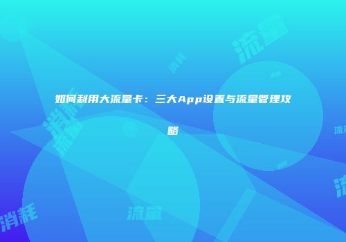 如何利用大流量卡：三大App设置与流量管理攻略