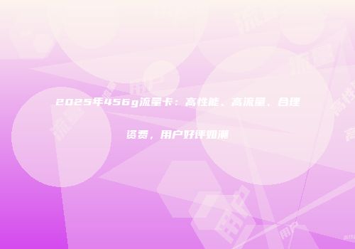 2025年456g流量卡：高性能、高流量、合理资费，用户好评如潮