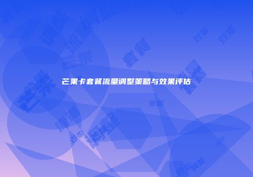 芒果卡套餐流量调整策略与效果评估