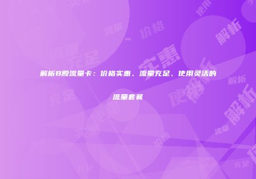 解析B股流量卡：价格实惠、流量充足、使用灵活的流量套餐