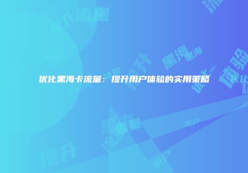 优化黑海卡流量：提升用户体验的实用策略