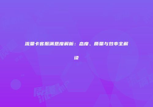 流量卡客服满意度解析：态度、质量与效率全解读