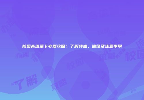 校园高流量卡办理攻略：了解特点、途径及注意事项