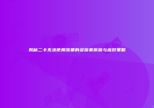 揭秘二卡无法使用流量的多因素原因与应对策略