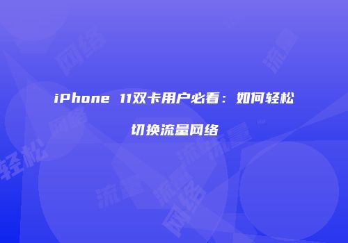 iPhone 11双卡用户必看：如何轻松切换流量网络