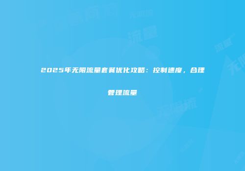 2025年无限流量套餐优化攻略：控制速度，合理管理流量