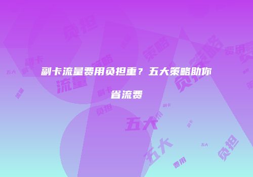 副卡流量费用负担重？五大策略助你省流费