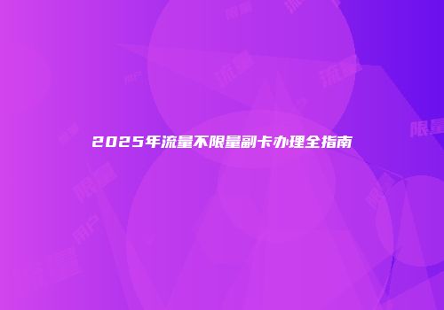 2025年流量不限量副卡办理全指南