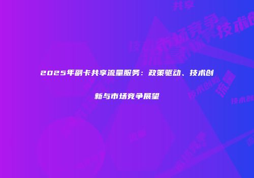 2025年副卡共享流量服务：政策驱动、技术创新与市场竞争展望
