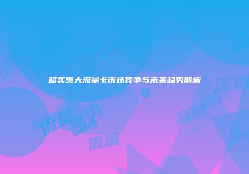 超实惠大流量卡市场竞争与未来趋势解析