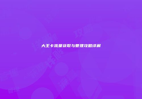 大王卡流量获取与管理攻略详解