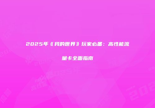 2025年《我的世界》玩家必备：高性能流量卡全面指南