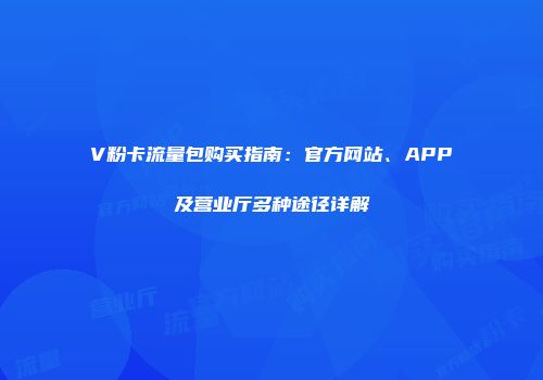 V粉卡流量包购买指南：官方网站、APP及营业厅多种途径详解