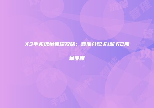 X9手机流量管理攻略：智能分配卡1和卡2流量使用