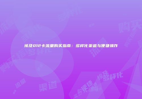 埃及012卡流量购买指南：多样化渠道与便捷操作