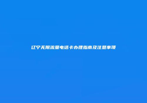 辽宁无限流量电话卡办理指南及注意事项