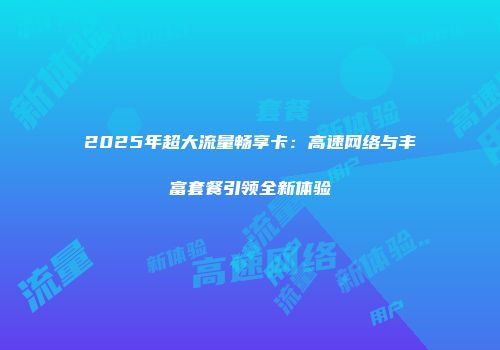 2025年超大流量畅享卡：高速网络与丰富套餐引领全新体验