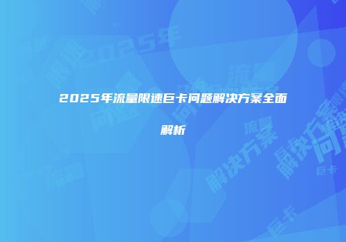 2025年流量限速巨卡问题解决方案全面解析