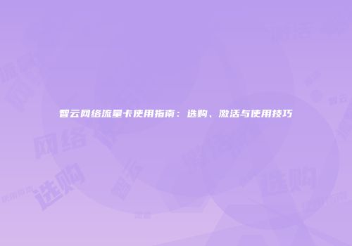 智云网络流量卡使用指南：选购、激活与使用技巧