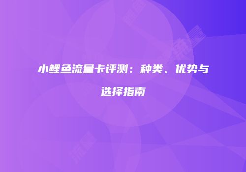 小鲤鱼流量卡评测：种类、优势与选择指南