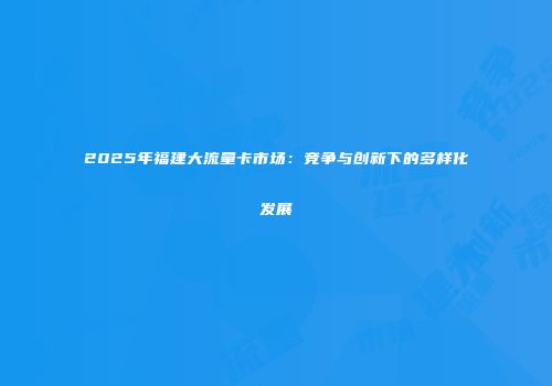 2025年福建大流量卡市场：竞争与创新下的多样化发展
