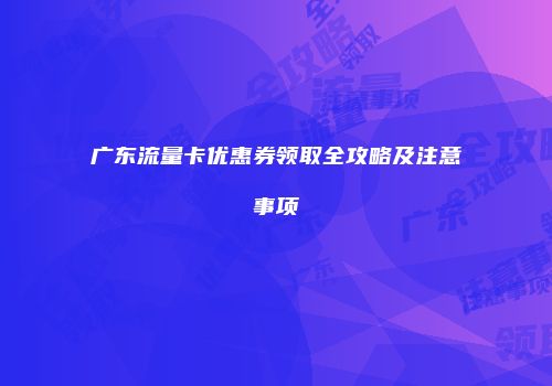 广东流量卡优惠券领取全攻略及注意事项