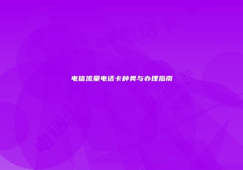 电信流量电话卡种类与办理指南