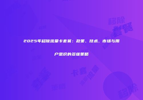2025年移除流量卡套餐：政策、技术、市场与用户意识的多维策略