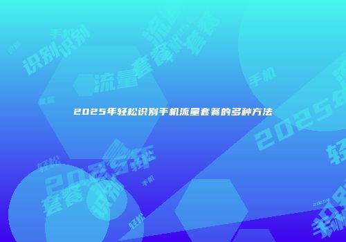 2025年轻松识别手机流量套餐的多种方法
