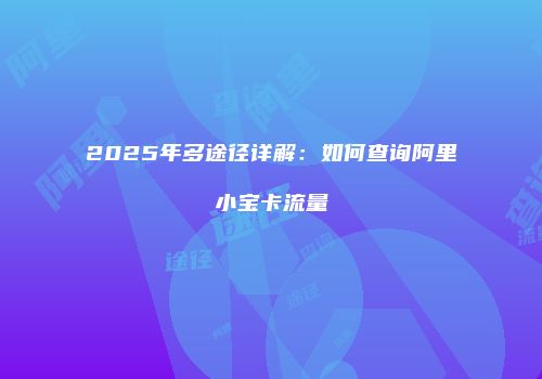 2025年多途径详解：如何查询阿里小宝卡流量