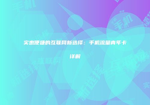 实惠便捷的互联网新选择：手机流量青年卡详解