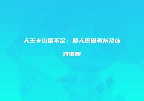 大王卡流量不足：四大原因解析及应对策略