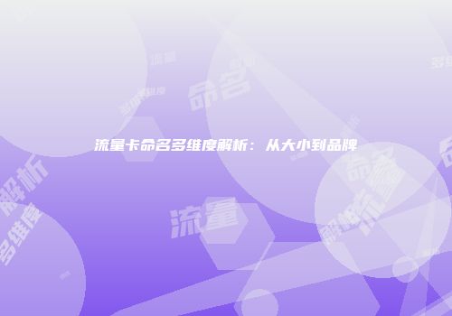 流量卡命名多维度解析：从大小到品牌