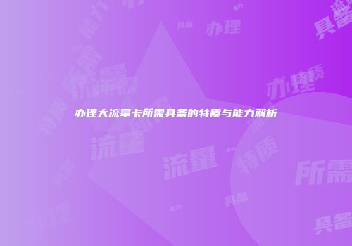 办理大流量卡所需具备的特质与能力解析