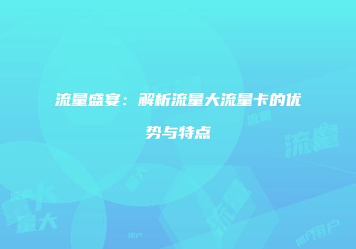 流量盛宴：解析流量大流量卡的优势与特点