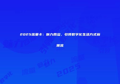 2025流量卡：魅力四溢，引领数字化生活方式新潮流