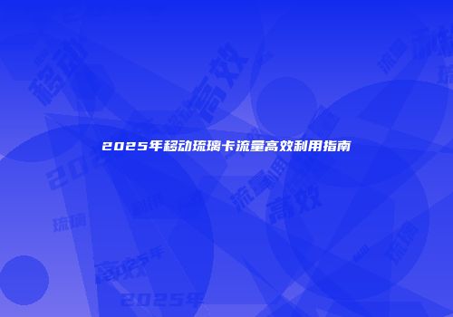 2025年移动琉璃卡流量高效利用指南