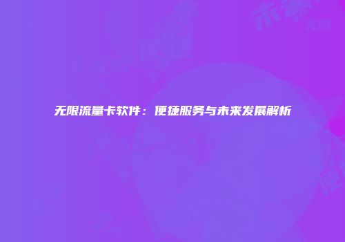 无限流量卡软件：便捷服务与未来发展解析