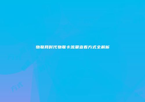 物联网时代物联卡流量查看方式全解析