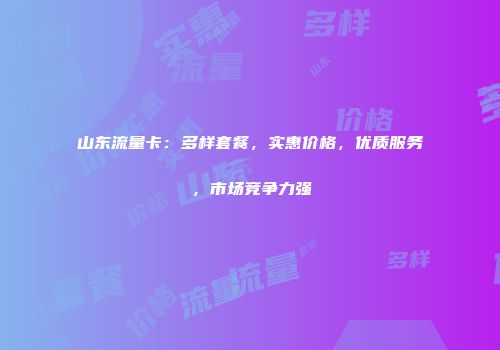 山东流量卡：多样套餐，实惠价格，优质服务，市场竞争力强