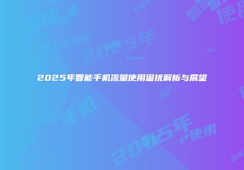 2025年智能手机流量使用困扰解析与展望