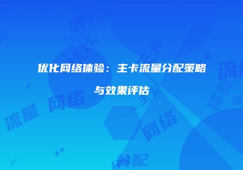 优化网络体验：主卡流量分配策略与效果评估