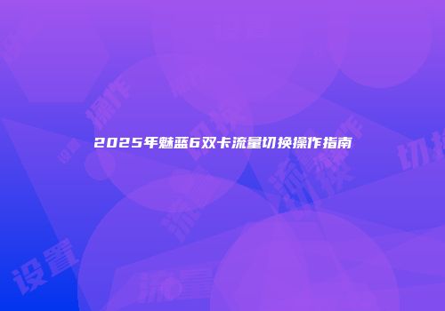 2025年魅蓝6双卡流量切换操作指南
