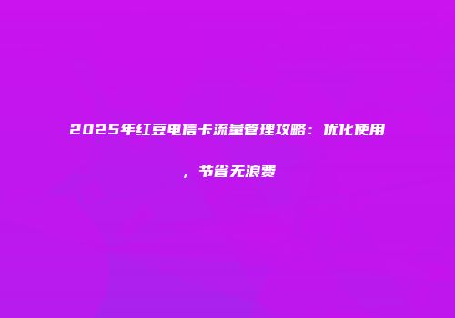 2025年红豆电信卡流量管理攻略：优化使用，节省无浪费