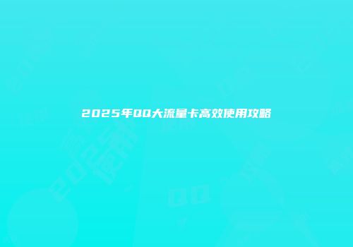 2025年QQ大流量卡高效使用攻略