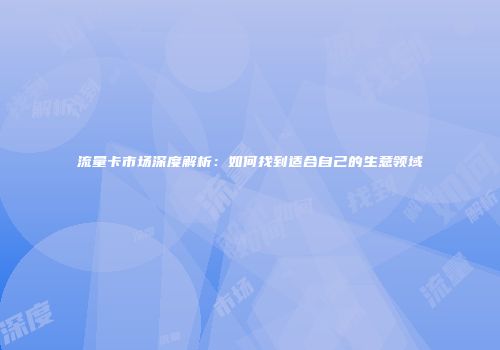 流量卡市场深度解析：如何找到适合自己的生意领域
