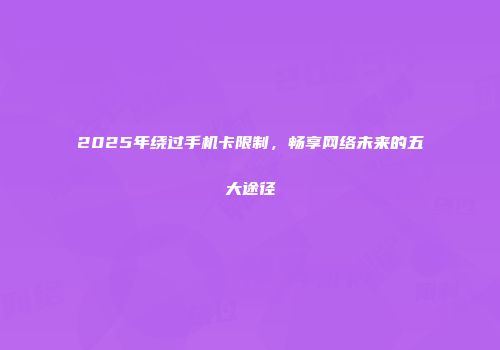 2025年绕过手机卡限制，畅享网络未来的五大途径