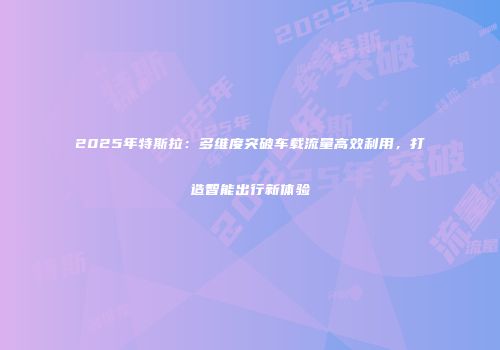 2025年特斯拉：多维度突破车载流量高效利用，打造智能出行新体验