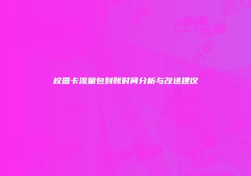 校园卡流量包到账时间分析与改进建议